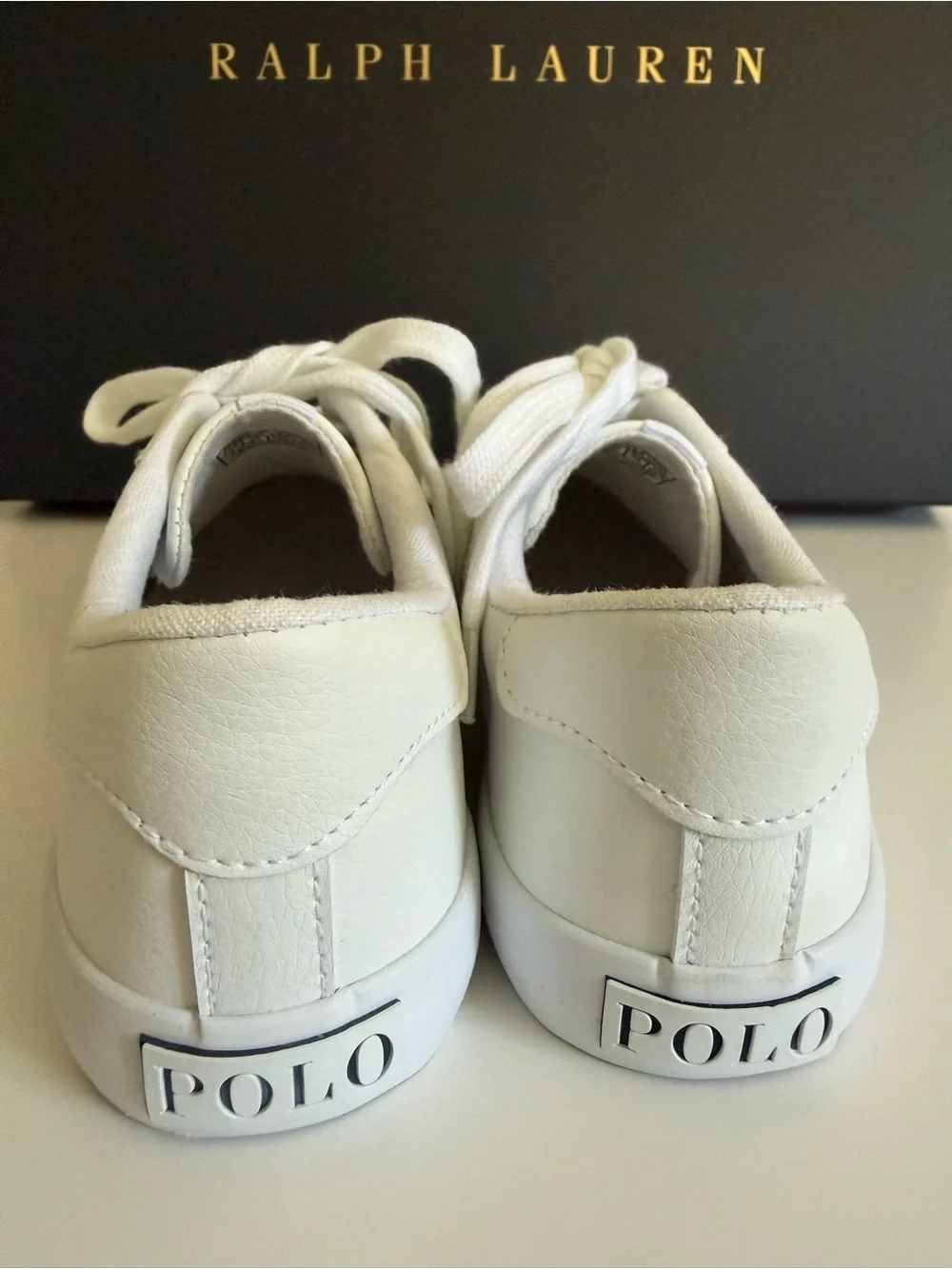Polo Ralph Lauren Girls White Sneakers Shoes Size 3 New With Box Pony Logo